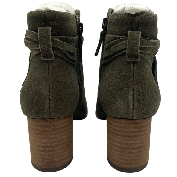 Violet & Red Womens Shoes Jenna Booties Sz 6 Olive Green Suede Leather Heeled - Picture 6 of 12